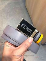 AAA Fake Fendi Reverisible Belt - Grey And Yellow Leather